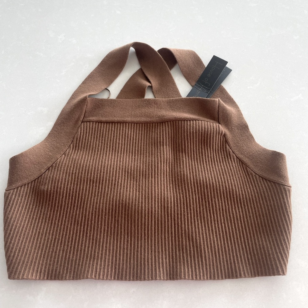House of Harlow Brown Ribbed Crop Top NWT S